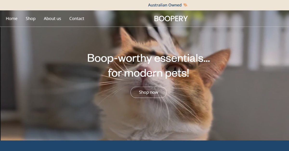 Boopery website homepage, boopery.com
